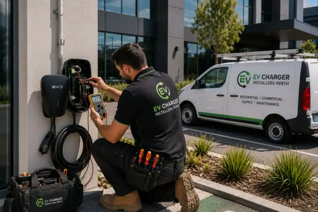 Maintenance of commercial EV Charger in Kelmscott by EV Charger Installers Perth