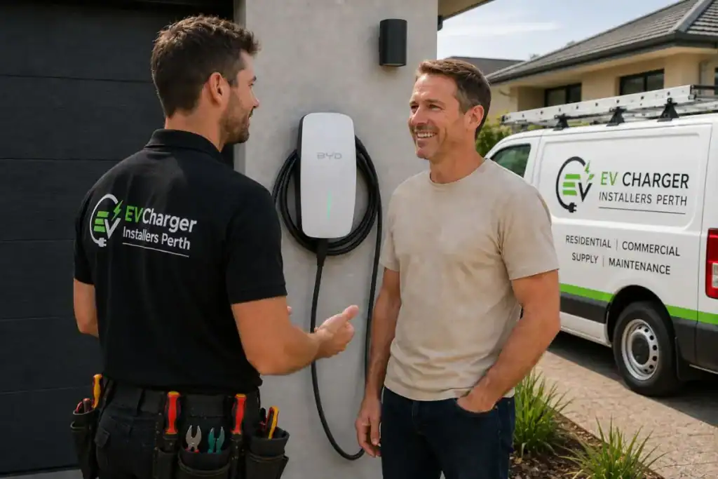 Satisfied client from Champion Lakes - BYD EV charger installation and switchboard upgrade by EV Charger Installers Perth
