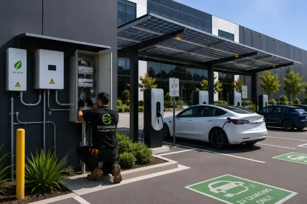 Solar-Powered EV Charging station Set-up in Seville Grove by EV Charger Installers Perth