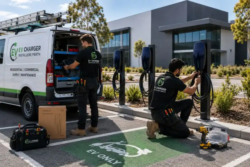 Tesla EV Charger commercial switchboard upgrade in Canning Vale by EV Charger Installers Perth