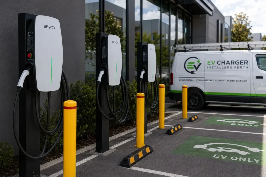 Before and After install of electric car chargers at local business in Perth